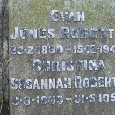 ROBERTS Evan Jones 1880-1949 &amp; Christina Susannah 1883-1953