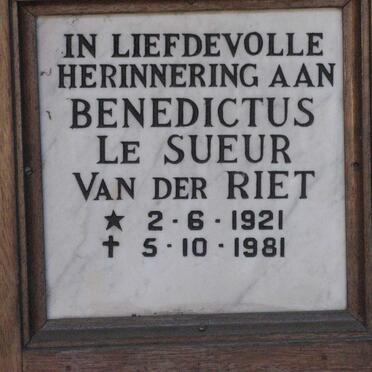 RIET Benedictus le Sueur, van der 1921-1981