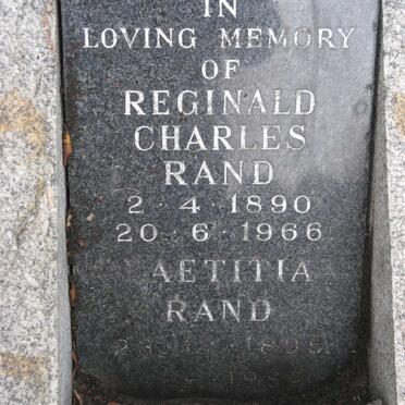RAND Reginald Charles 1890-1966 &amp; Laetitia 1895-1982