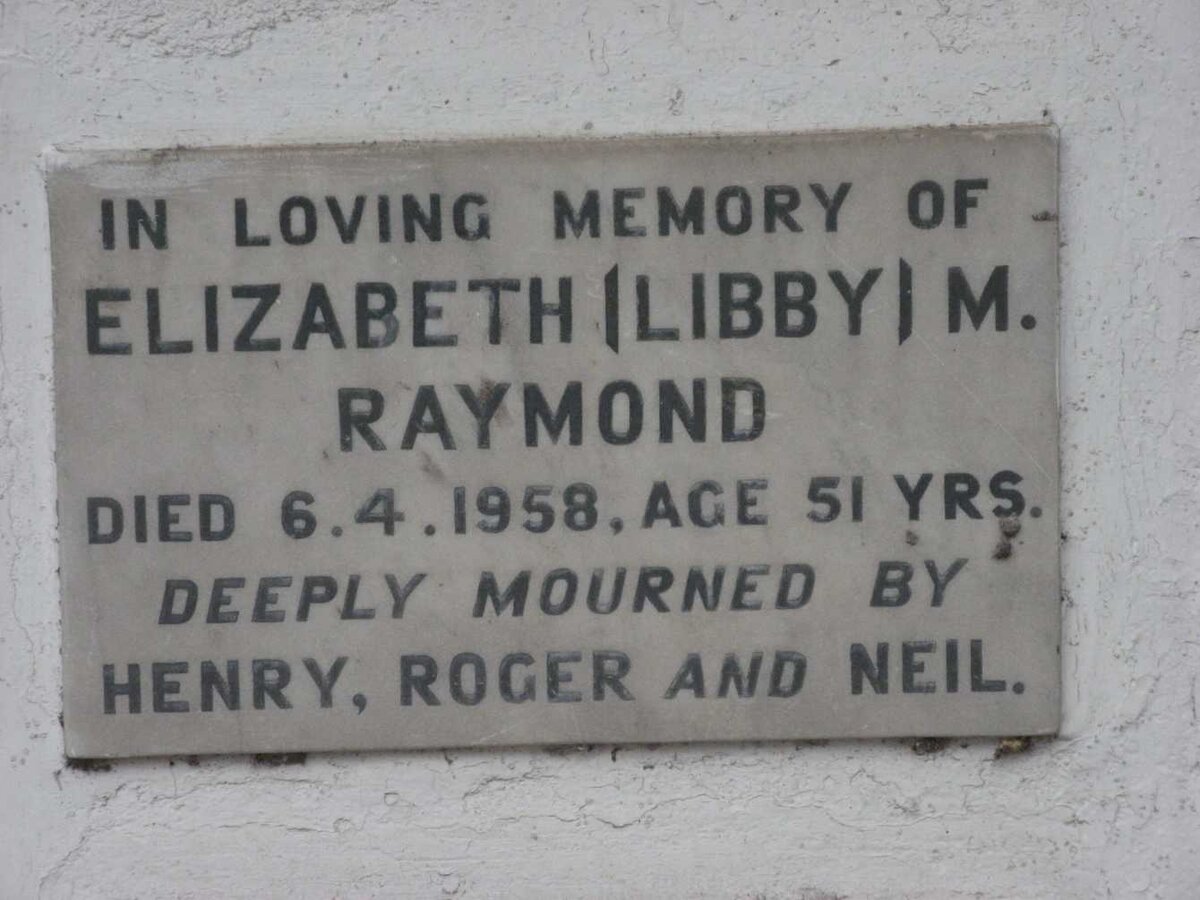 RAYMOND Elizabeth M. -1958