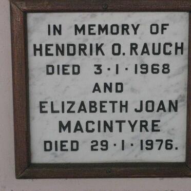 RAUCH Hendrik O. -1968 :: MACINTYRE Elizabeth Joan -1976
