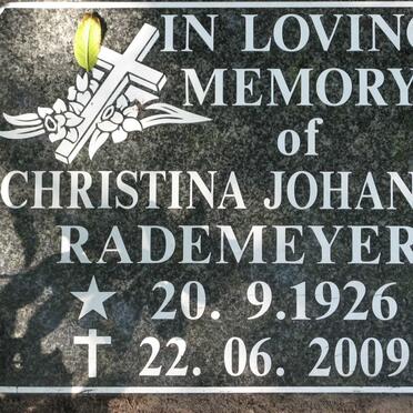 RADEMEYER Christina Johanna 1926-2009