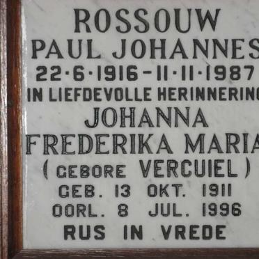 ROSSOUW Paul Johannes 1916-1987 &amp; Johanna Frederika Maria VERCUIEL 1911-1996