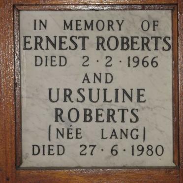 ROBERTS Ernest -1966 &amp; Ursuline LANG -1980