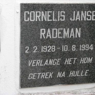 RADEMAN Cornelis Janse 1928-1994