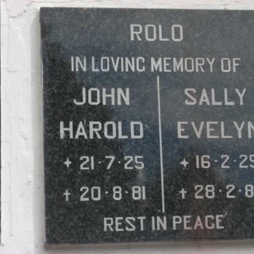 ROLO John Harold 1925-1981 &amp; Sally Evelyn 1925-1988