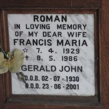 ROMAN Gerald John 1930-2001 &amp; Francis Maria 1929-1986