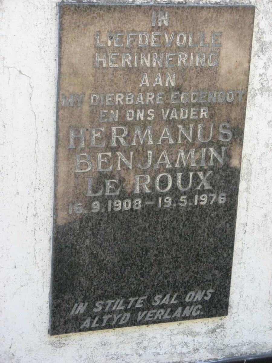 ROUX Hermanus Benjamin, le 1908-1976
