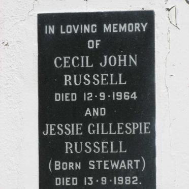 RUSSELL Cecil John -1964 &amp; Jessie Gillespie nee STEWART -1982