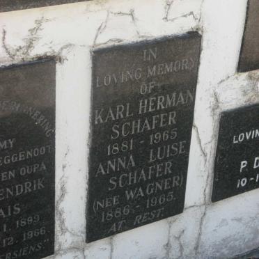 SCHAFER Karl Herman 1881-1965 &amp; Anna Luise WAGNER 1886-1965