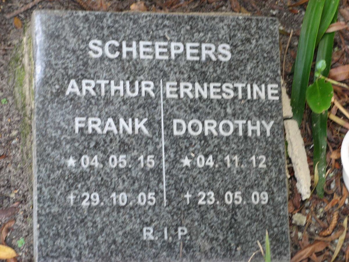 SCHEEPERS Arthur Frank 1915-2005 &amp; Ernestine Dorothy 1912-2009