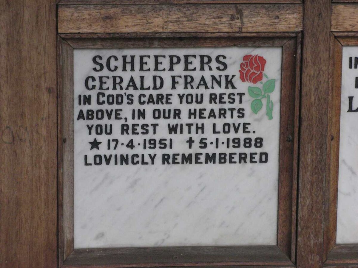 SCHEEPERS Gerald Frank 1951-1988