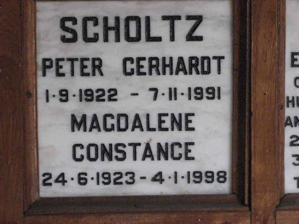 SCHOLTZ Peter Gerhardt 1922-1991 &amp; Magdalene Constance 1923-1998