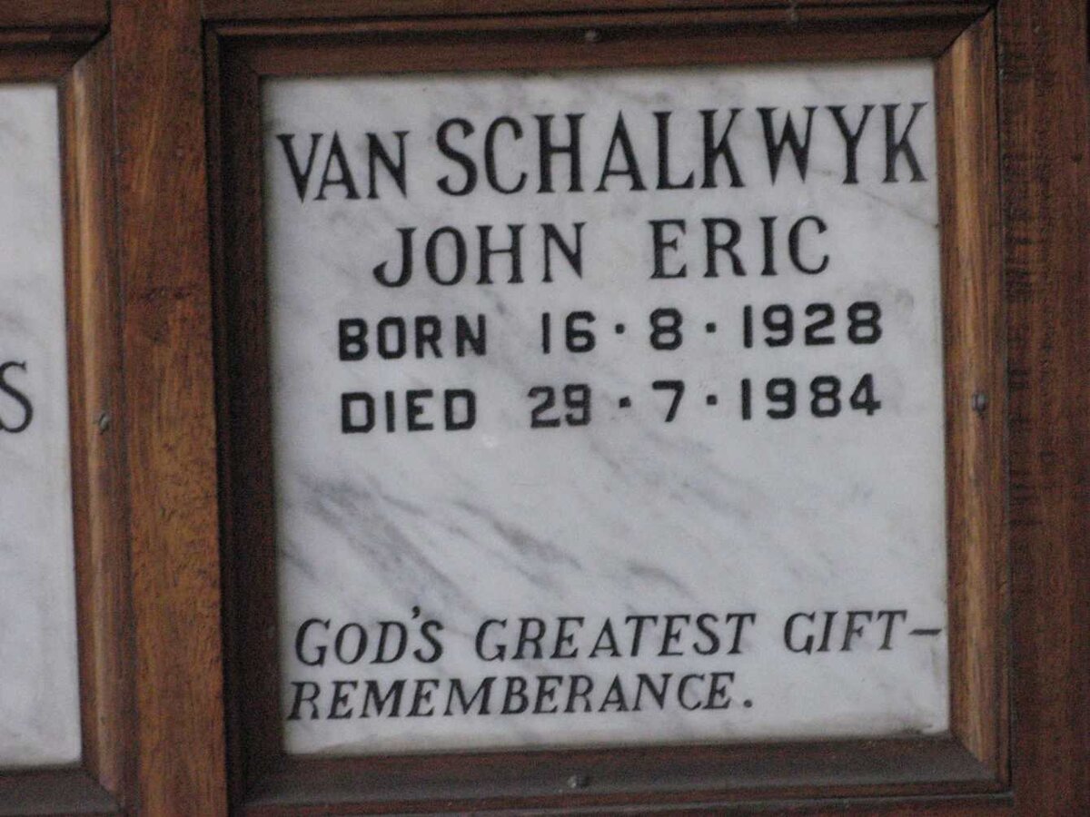 SCHALKWYK John Eric, van 1928-1984