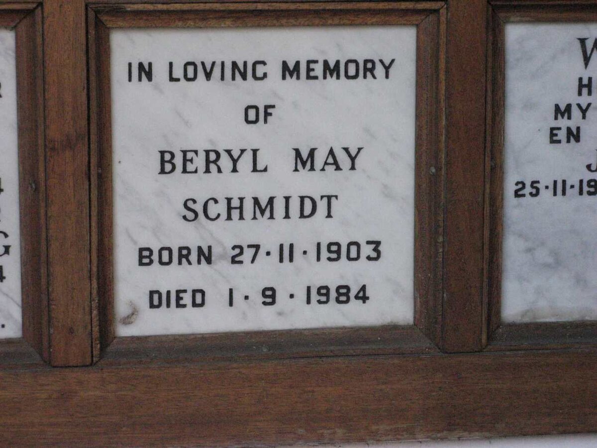 SCHMIDT Beryl May 1903-1984