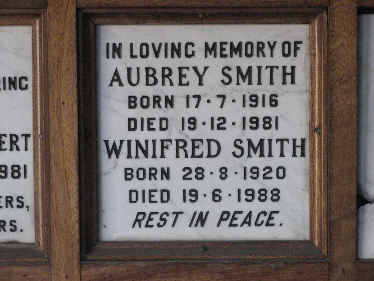 SMITH Aubrey 1916-1981 &amp; Winifred 1920-1988