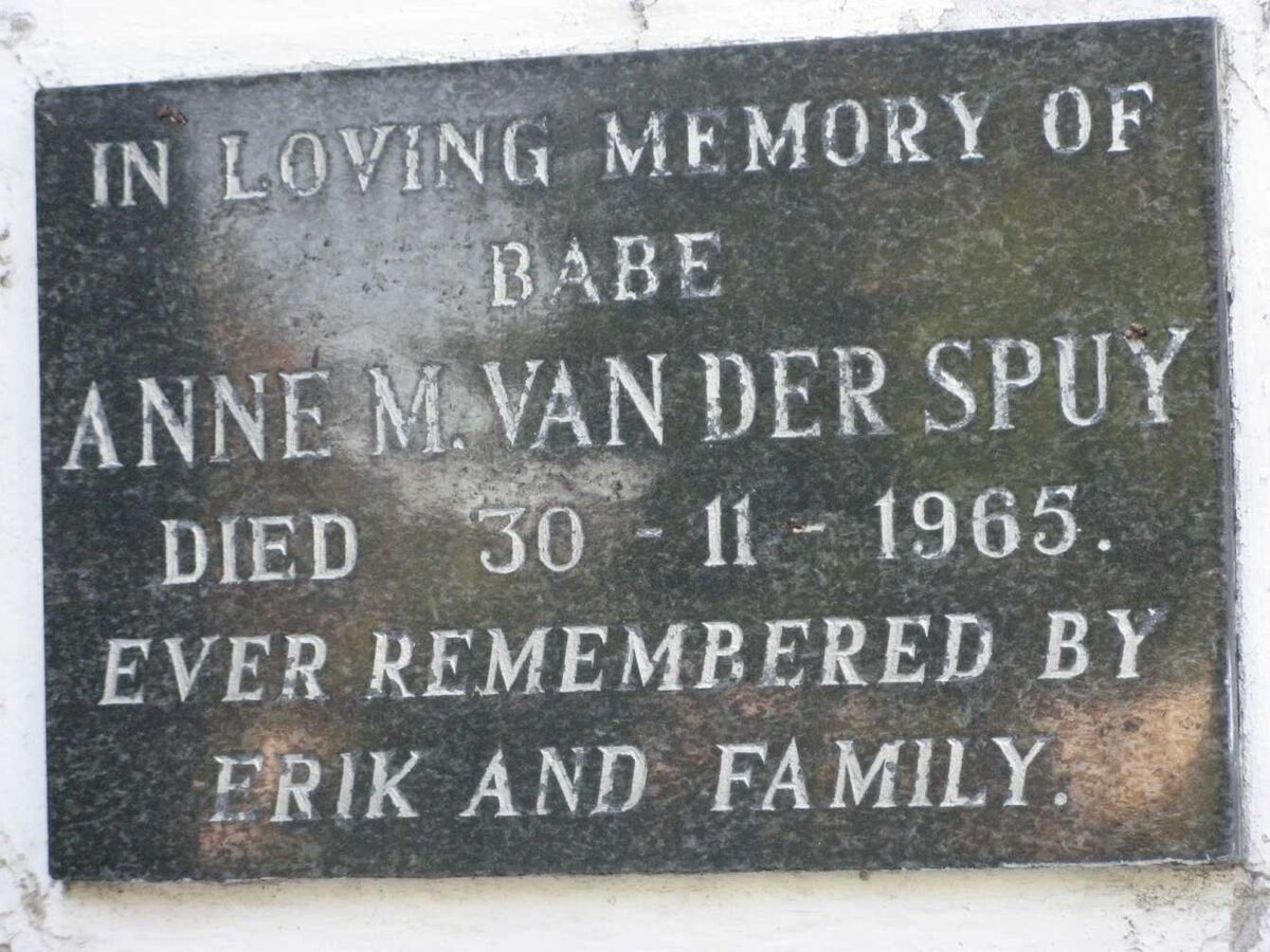 SPUY Anne M., van der -1965