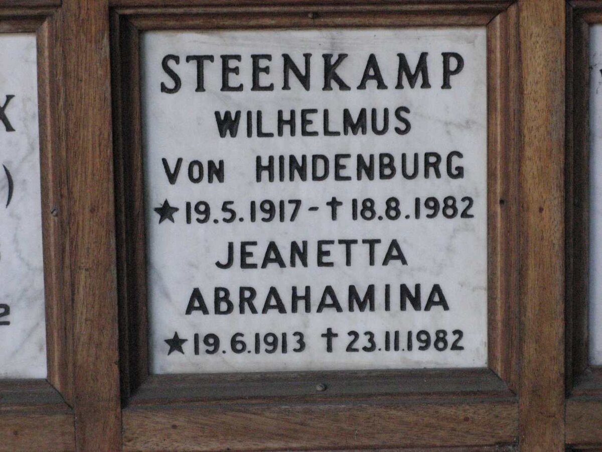 STEENKAMP Wilhelmus von Hindenburg 1917-1982 &amp; Jeanetta Abrahamina 1913-1982