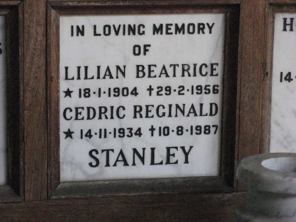 STANLEY Lilian Beatrice 1904-1956 :: STANLEY Cedric Reginald 1934-1987
