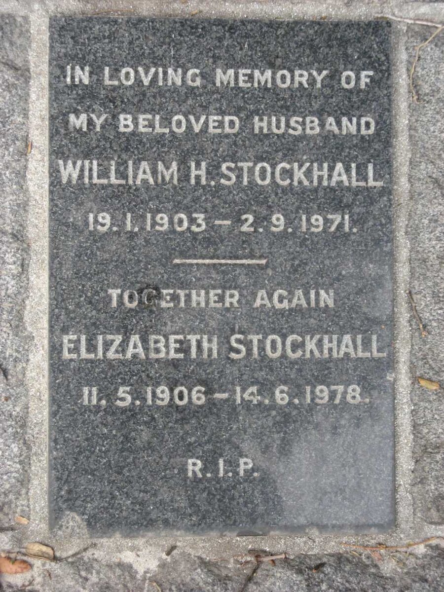 STOCKHALL William H. 1903-1971 &amp; Elizabeth 1906-1978