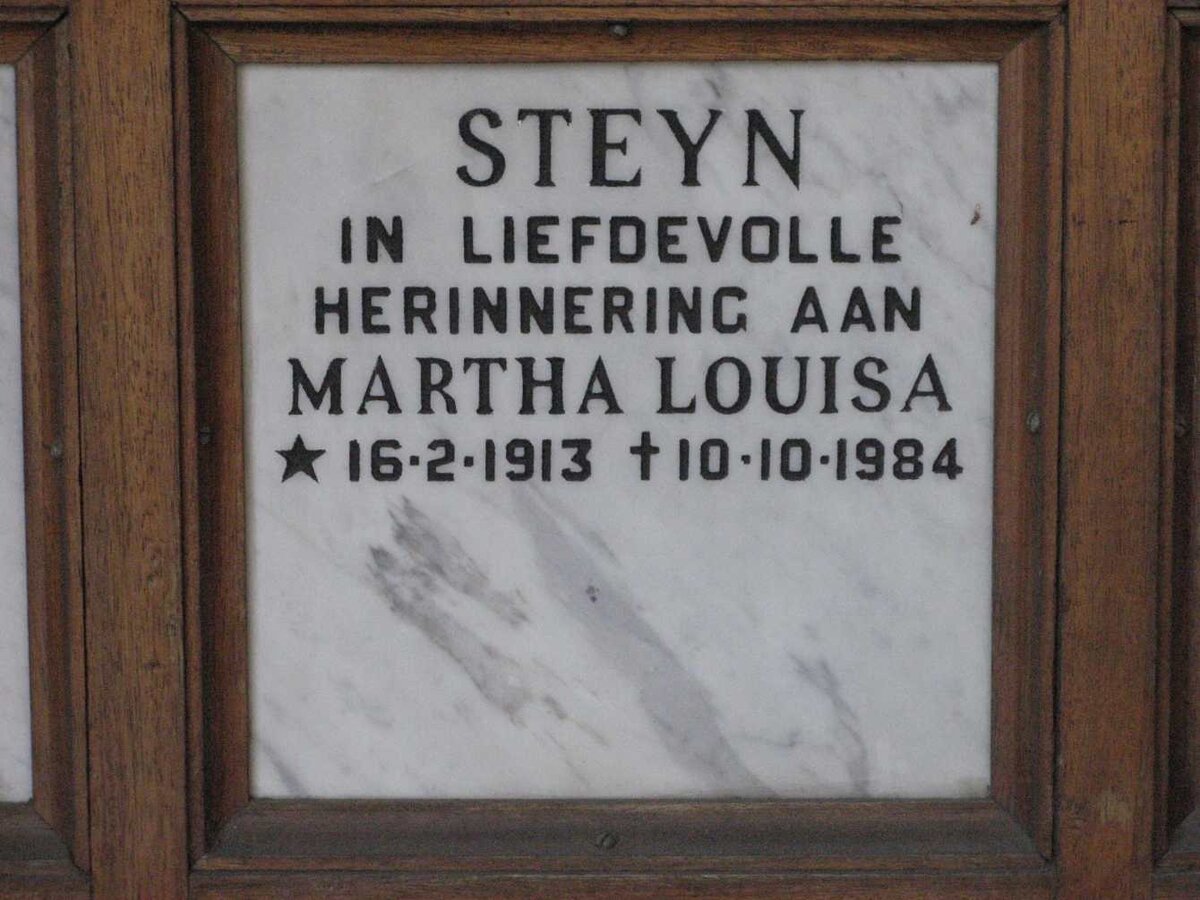 STEYN Martha Louisa 1913-1984