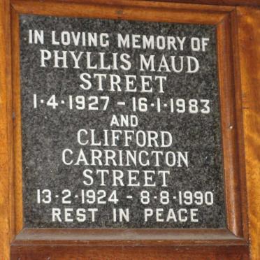 STREET Clifford Carrington 1924-1990 &amp; Phyllis Maud 1927-1983