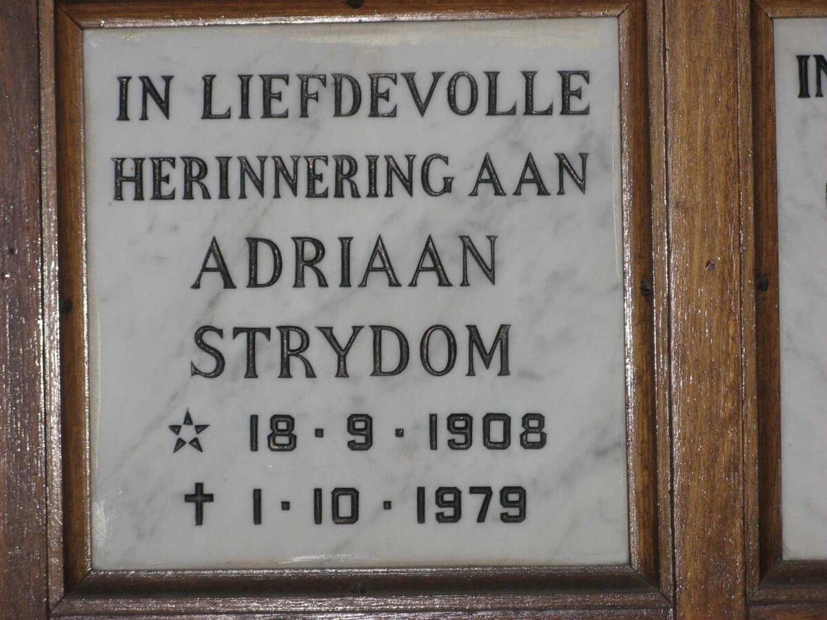 STRYDOM Adriaan 1908-1979