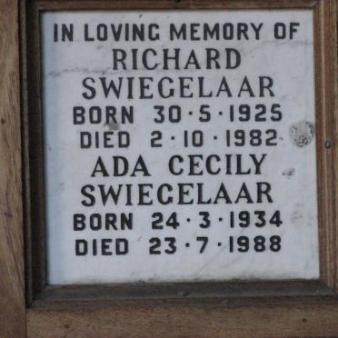 SWIEGELAAR Richard 1925-1982 &amp; Ada Cecily 1934-1988