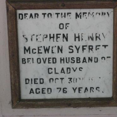 SYFRET Stephen Henry McEwen -1975