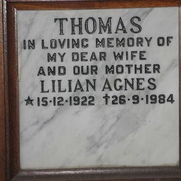THOMAS Lilian Agnes 1922-1984