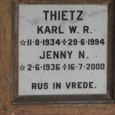 THIETZ Karl W.R. 1934-1994 &amp; Jenny N. 1936-2000