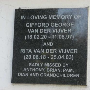 VIJVER Gifford George, van der 1920-1997 &amp; Rita 1918-2003