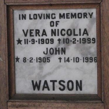 WATSON John 1905-1996 &amp; Vera Nicolia 1909-1989