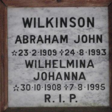 WILKINSON Abraham John 1909-1993 &amp; Wilhelmina Johanna 1908-1995