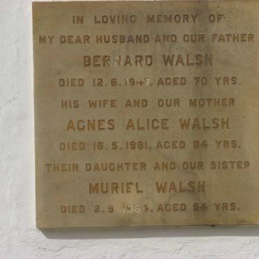 WALSH Bernard -1947 &amp; Agnes Alice -1961 :: WALSH Muriel -1964