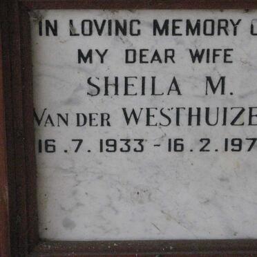 WESTHUIZEN Sheila M., van der 1933-1974