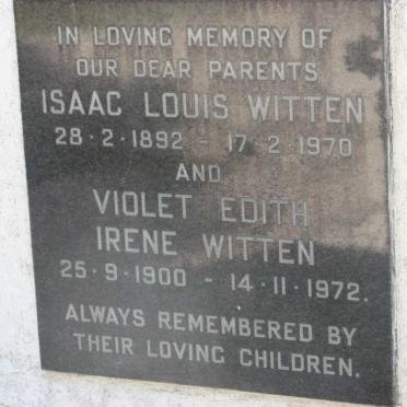 WITTEN Isaac Louis 1892-1970 &amp; Violet Edith Irene 1900-1972