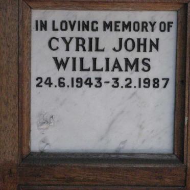 WILLIAMS Cyril John 1943-1987