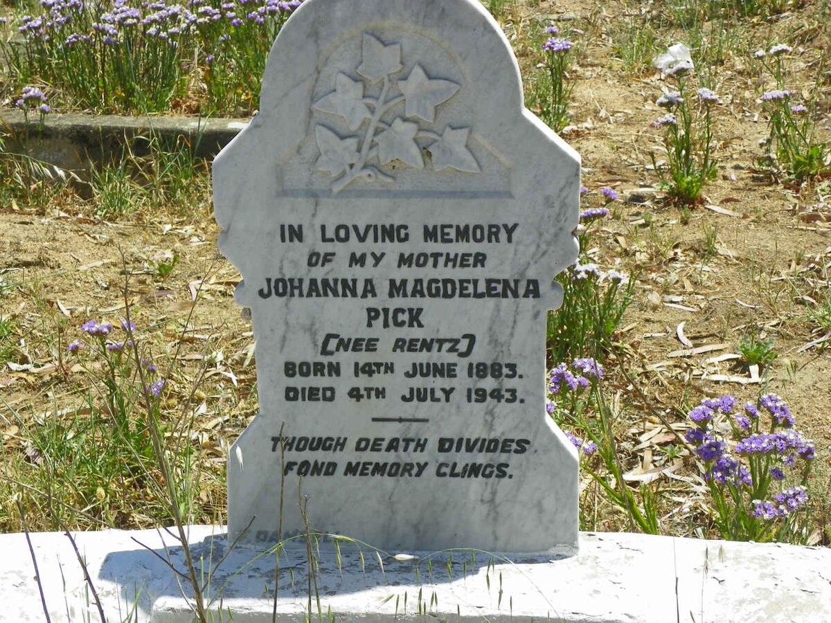 PICK Johanna Magdalena nee RENTZ 1883-1943