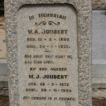JOUBERT W.A. 1869-1933 &amp; M.J. 1873-1954