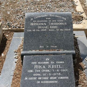KRIEL Hermanus Theodorus 1888-1960 &amp; Rika TEN OVER 1901-1978