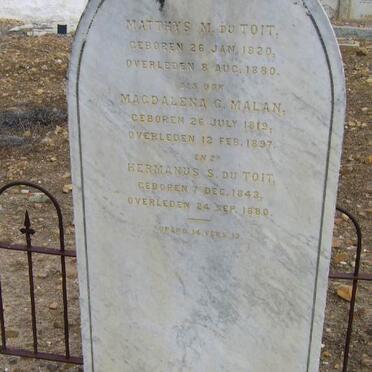 MALAN Magdalena C. 1819-1897 &amp; DU TOIT Hermanus S. 1843-1880