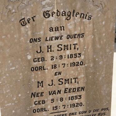 SMIT J.H. 1853-1920 &amp; M.J. nee VAN EEDEN 1853-1920