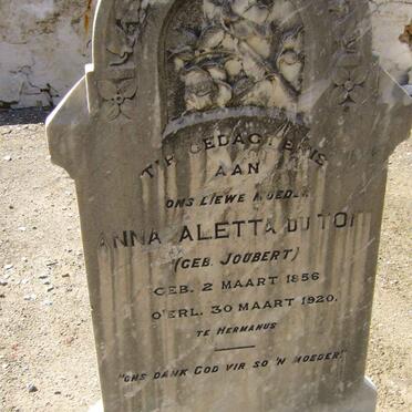 TOIT Anna Aletta, du nee JOUBERT 1856-1920