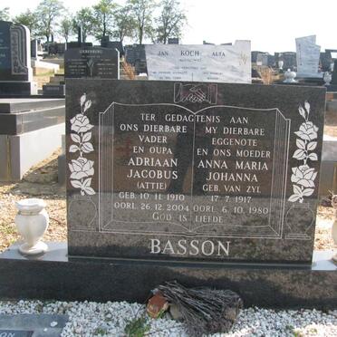 BASSON Adriaan Jacobus 1910-2004 &amp; Anna Maria Johanna VAN ZYL 1917-1980 :: BASSON Adriaan Jacobus 1947-2008 