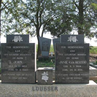 LOUBSER John 1895-1969 &amp; Janie BESTER 1908-1978