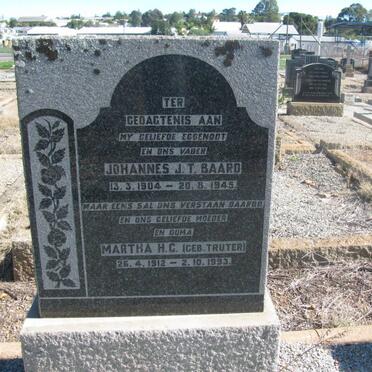 BAARD Johannes J.T. 1904-1945 &amp; Martha H.G. TRUTER 1912-1993