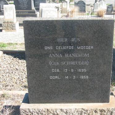 HANEKOM Anna nee SCHREUDER 1895-1959