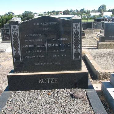 KOTZE Joachim Paulus 1887-1966 &amp; Beatrix H.C. 1896-1977