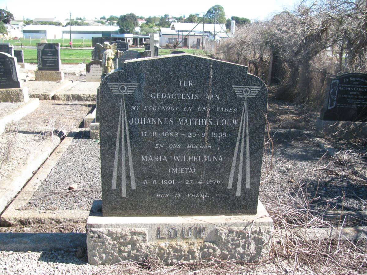 LOUW Johannes Matthys 1892-1955 &amp; Maria Wilhelmina 1901-1976